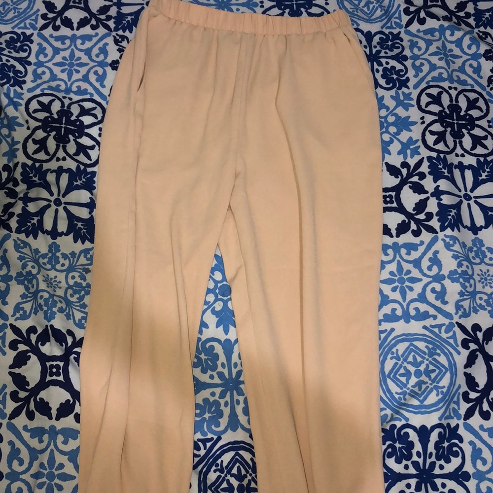 Beige Silk Pants